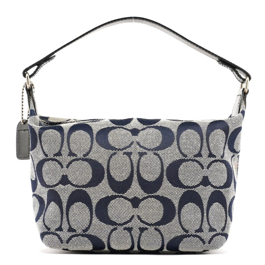 Navy Signature Canvas Mini Hobo Bag