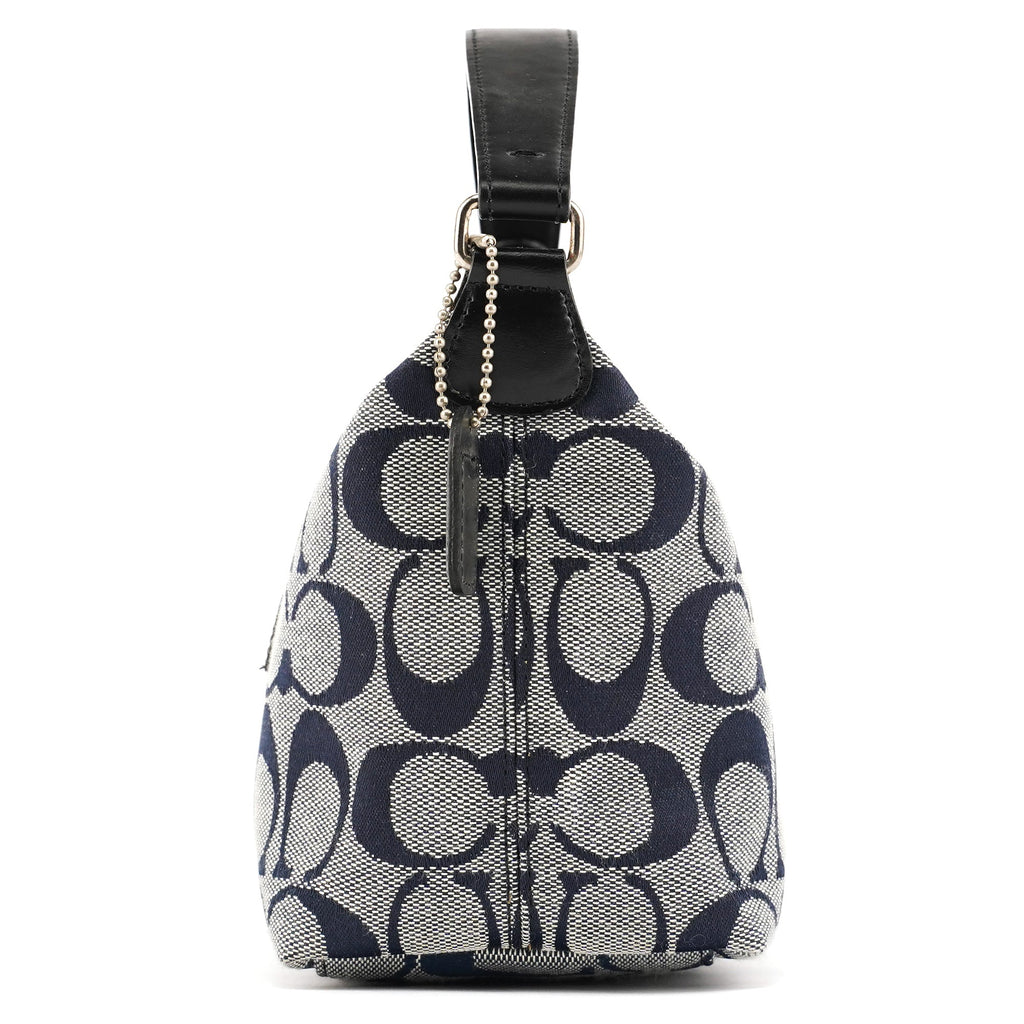 Navy Signature Canvas Mini Hobo Bag