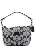 Navy Signature Canvas Mini Hobo Bag