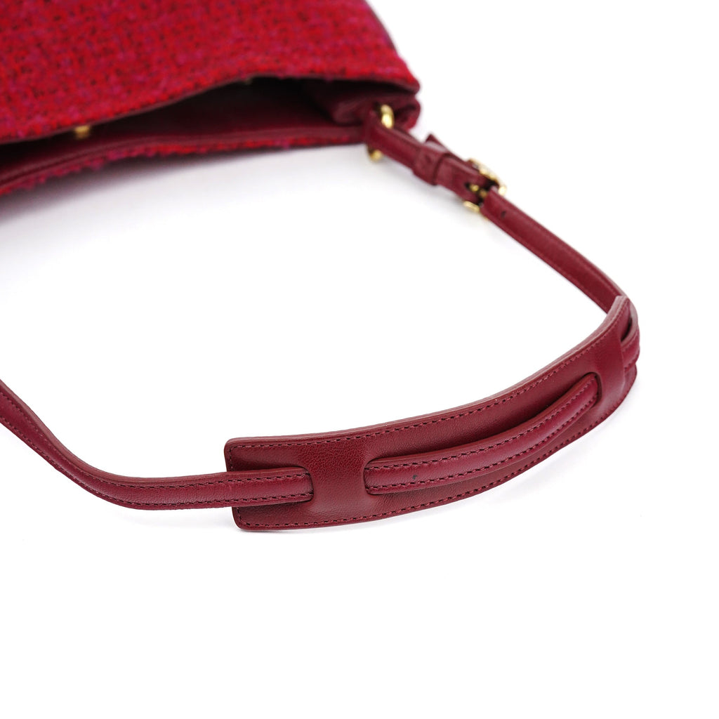 Pink Tweed Leather Shoulder Bag