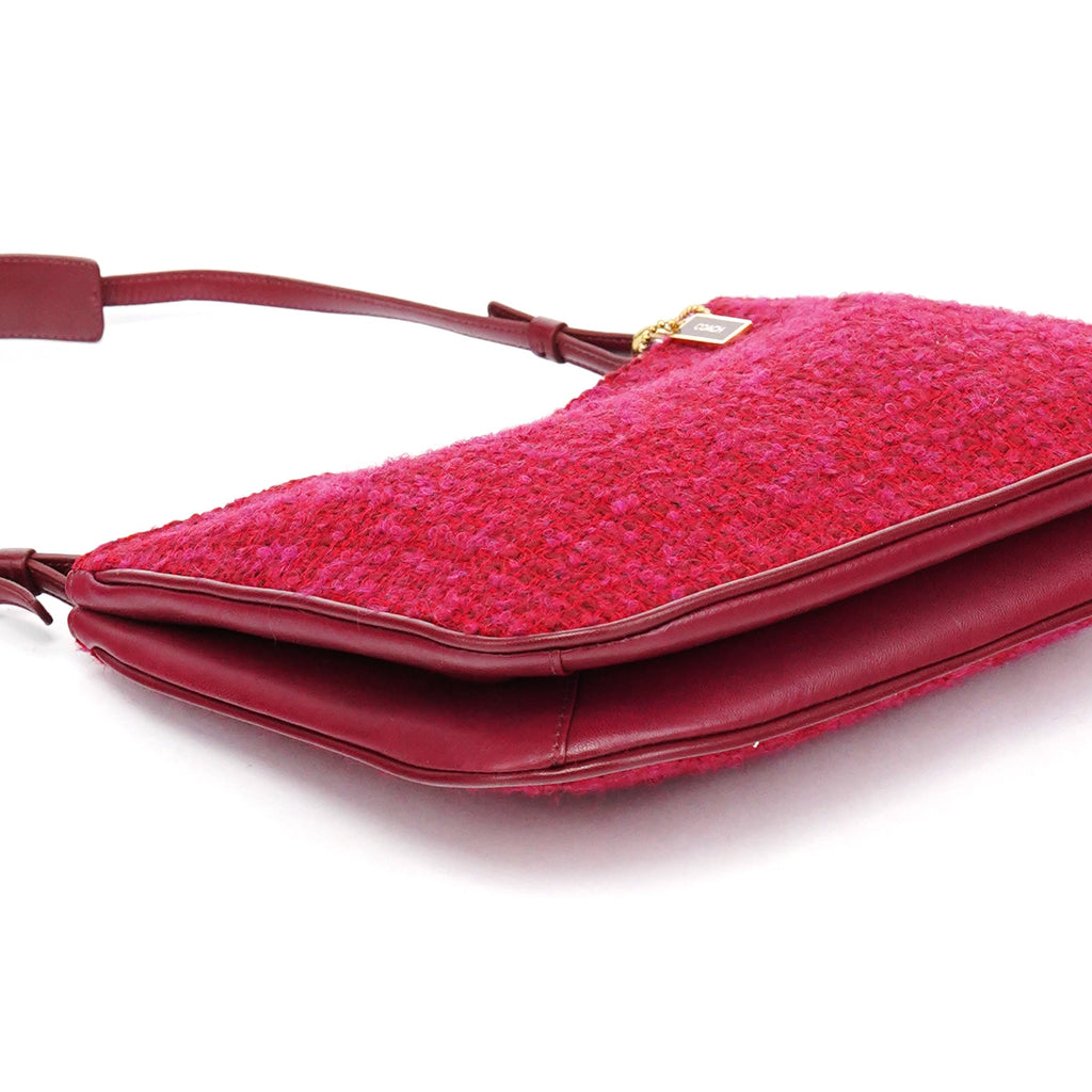 Pink Tweed Leather Shoulder Bag