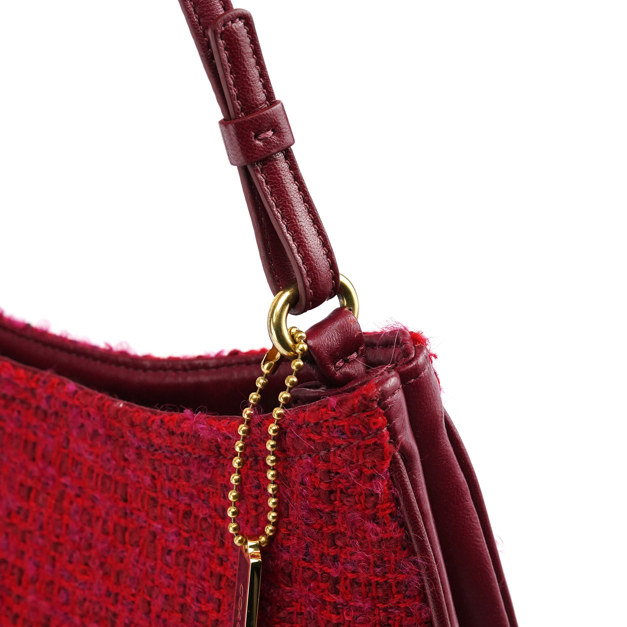 Pink Tweed Leather Shoulder Bag