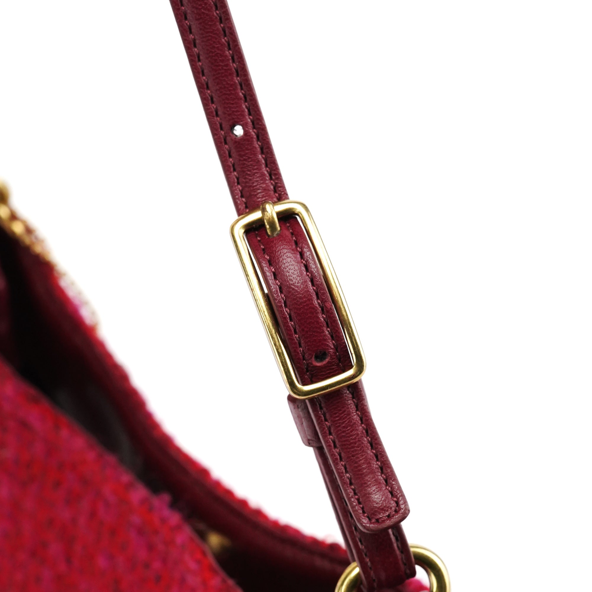 Pink Tweed Leather Shoulder Bag