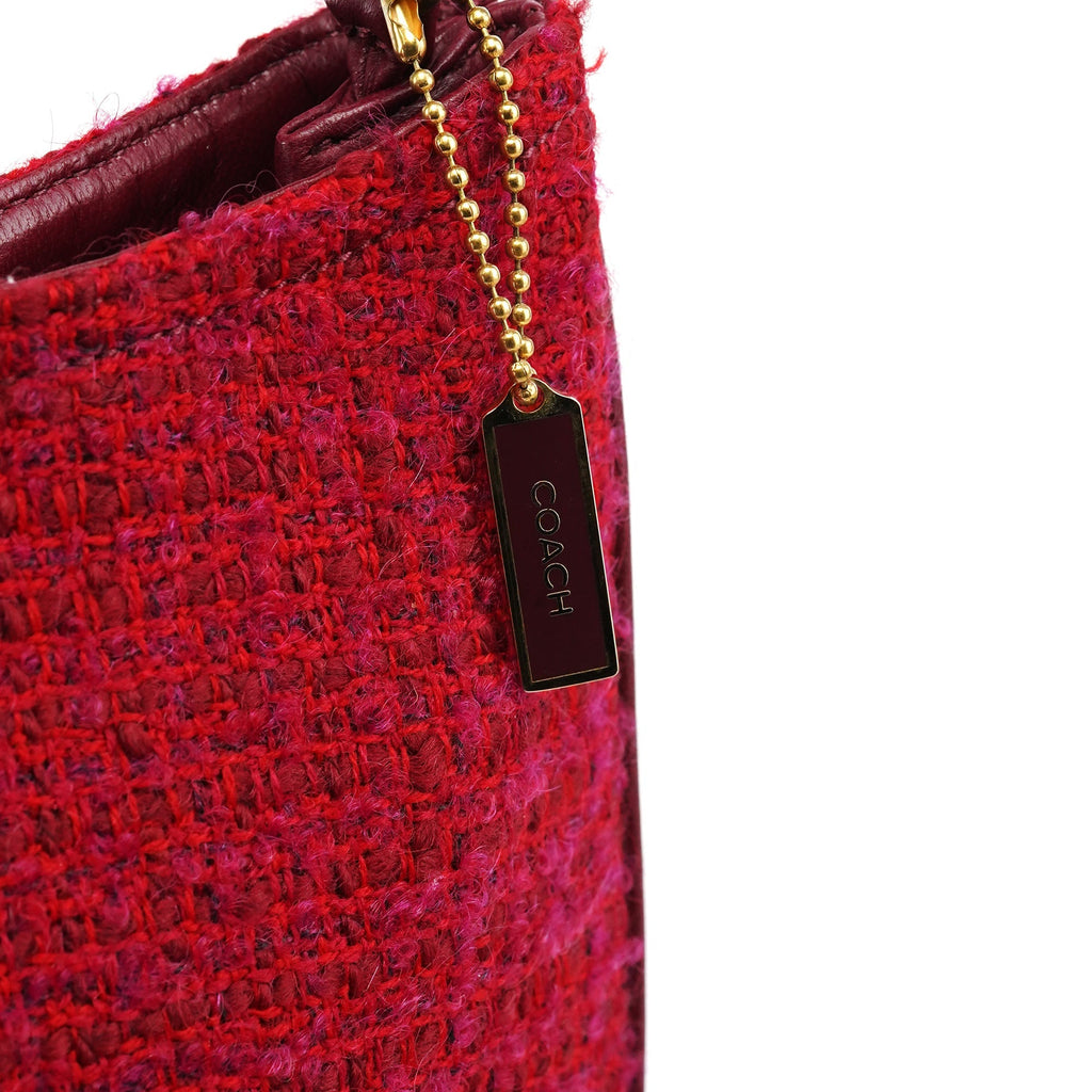 Pink Tweed Leather Shoulder Bag