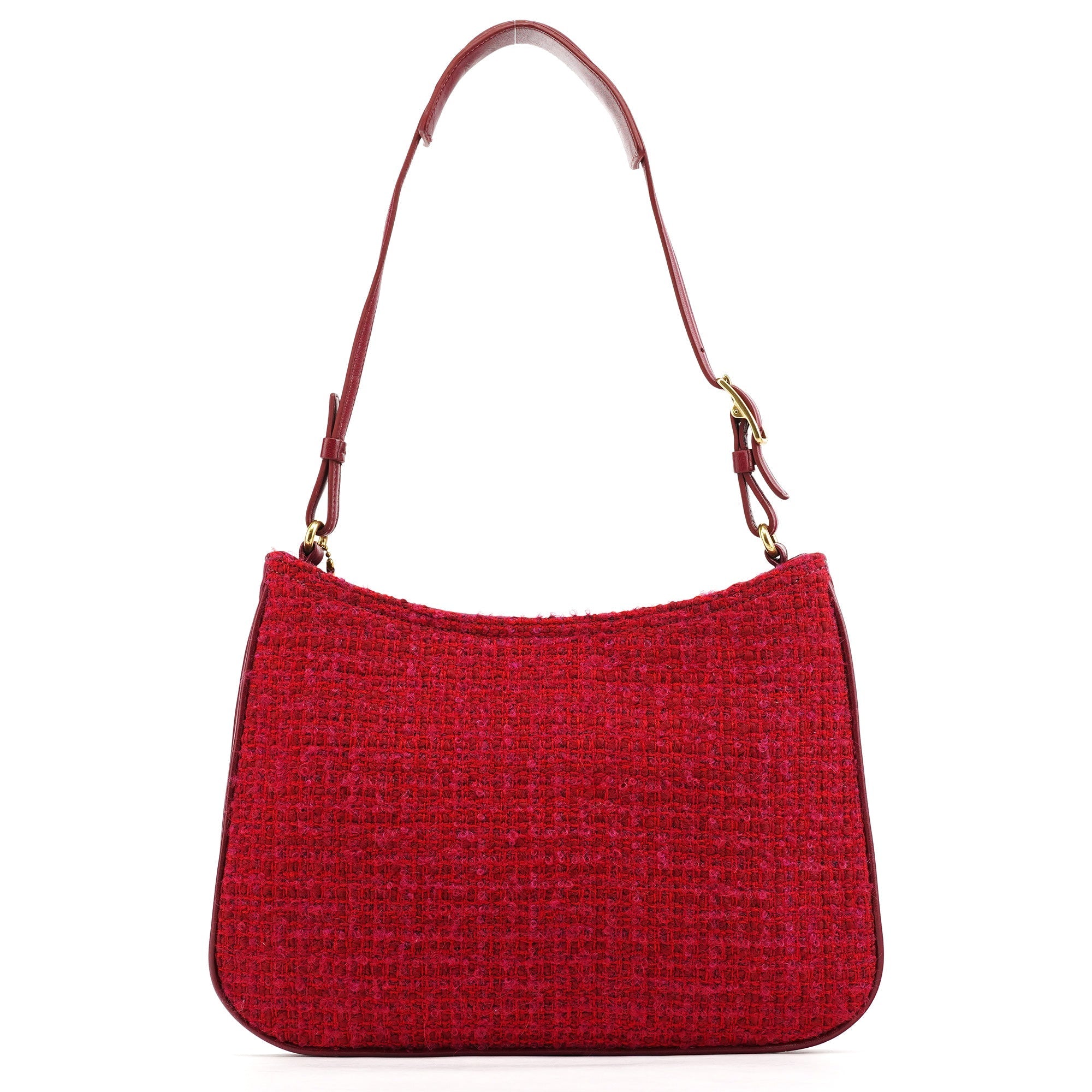 Pink Tweed Leather Shoulder Bag