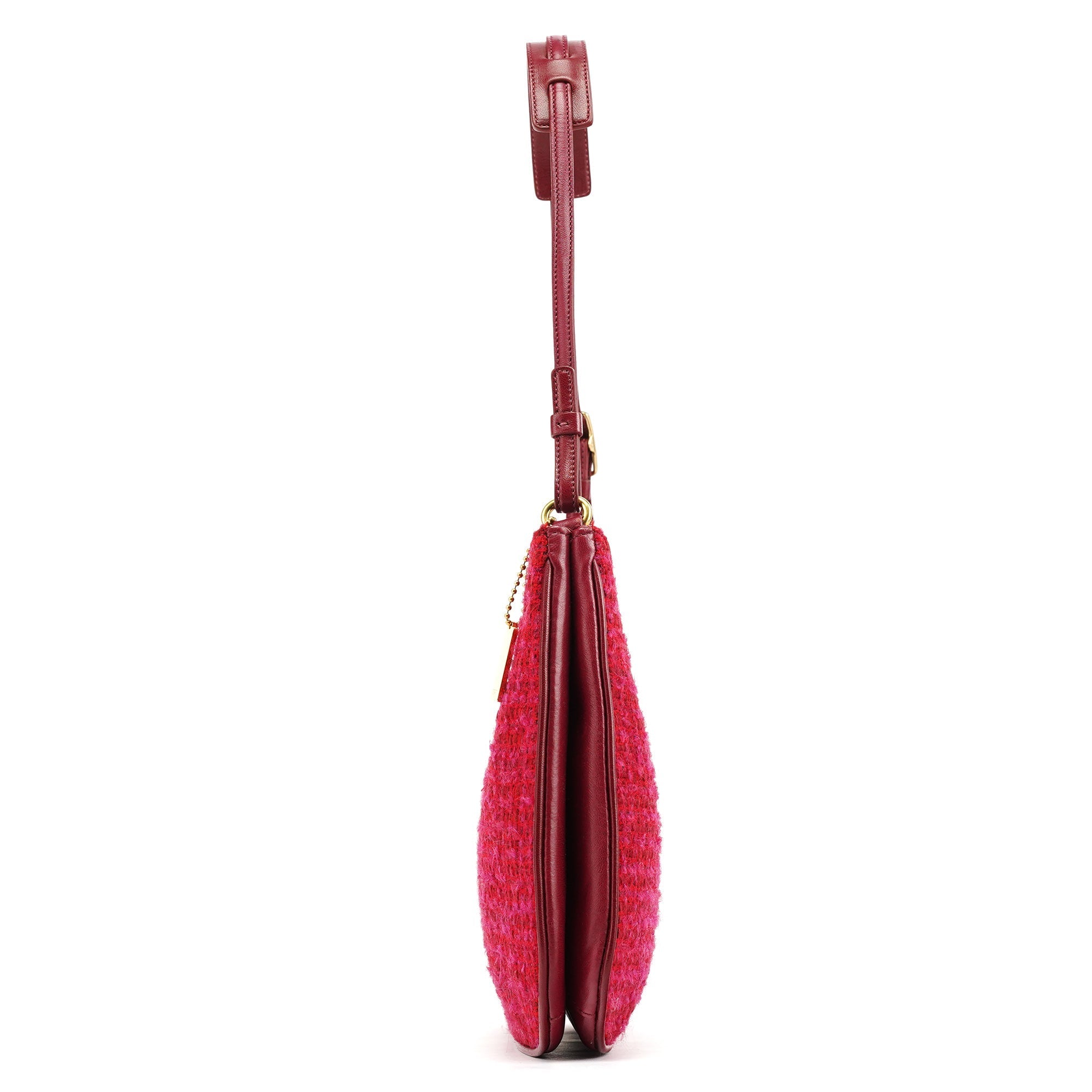 Pink Tweed Leather Shoulder Bag