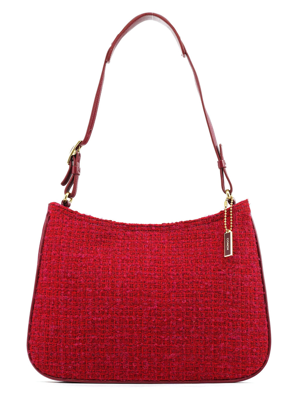 Pink Tweed Leather Shoulder Bag
