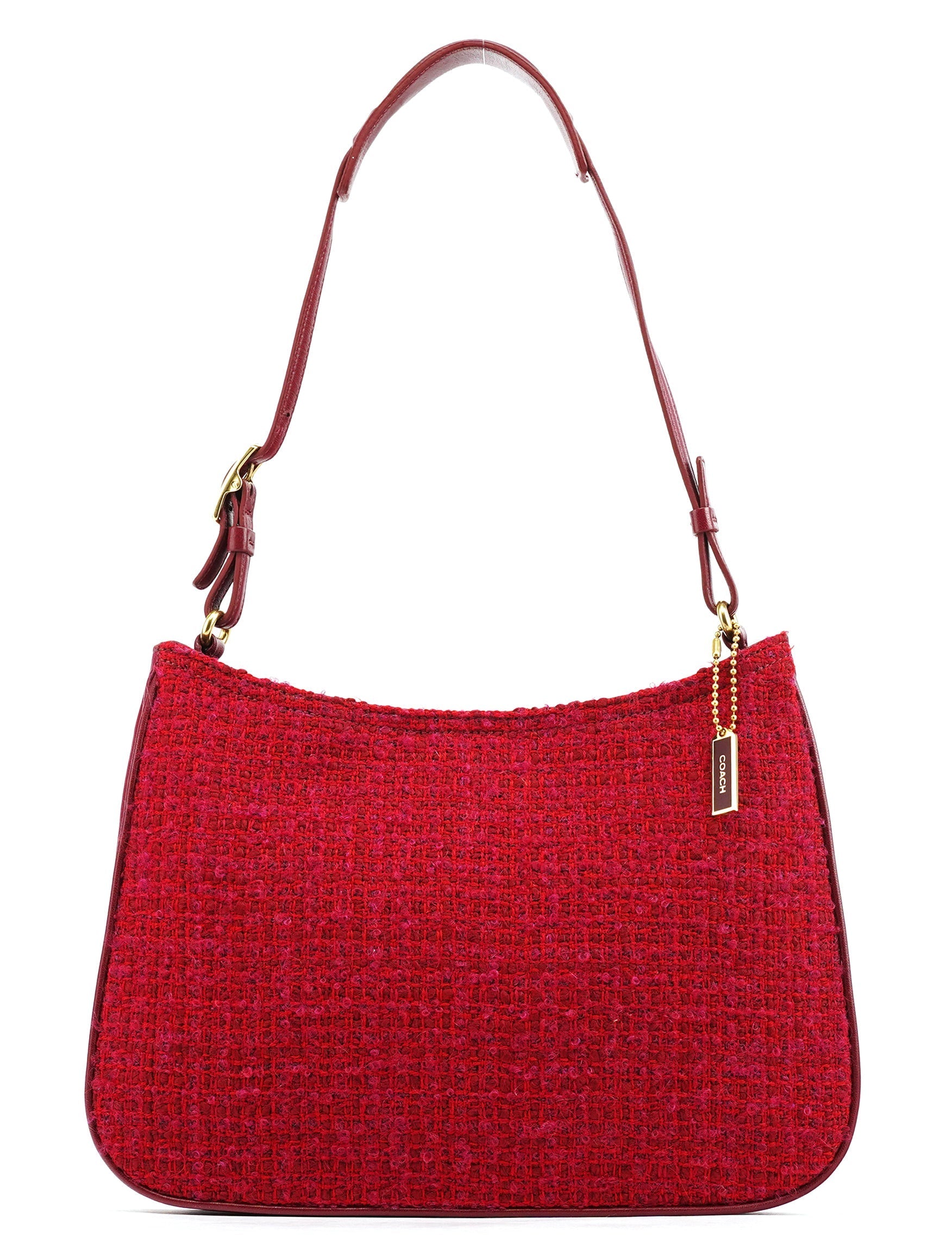Pink Tweed Leather Shoulder Bag