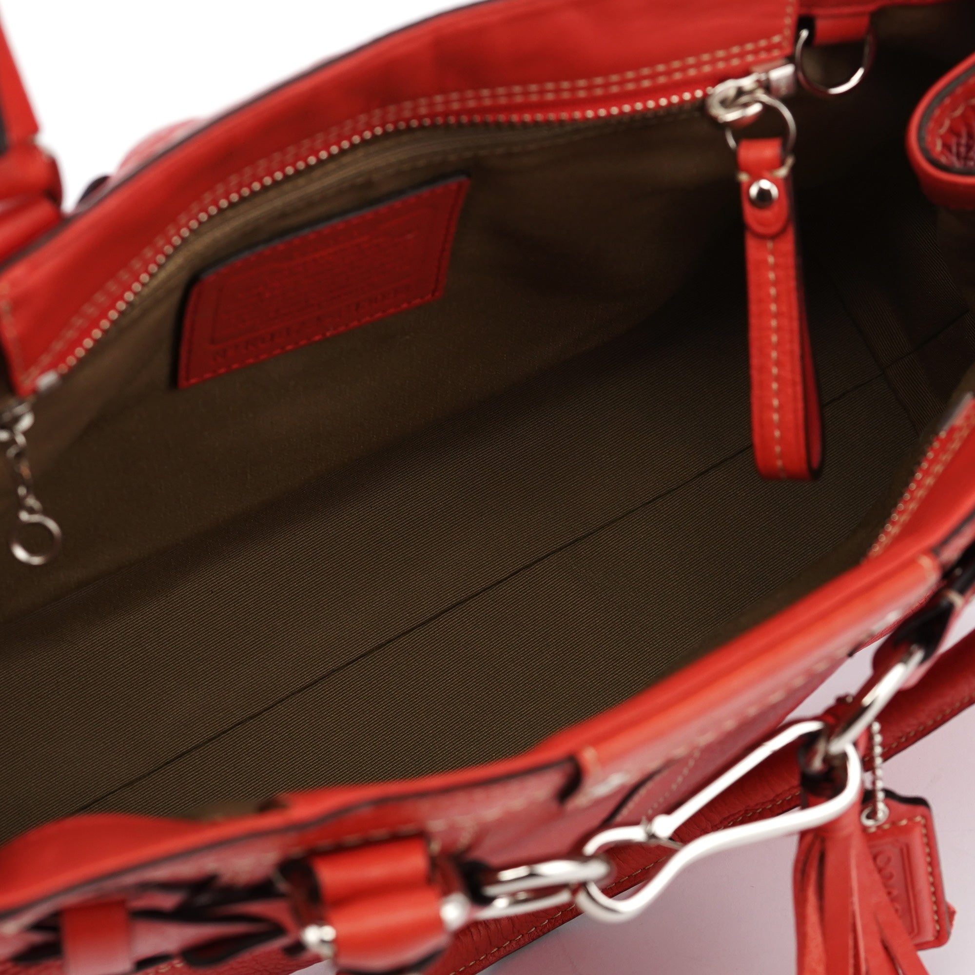 Red Leather Soho Tote Bag