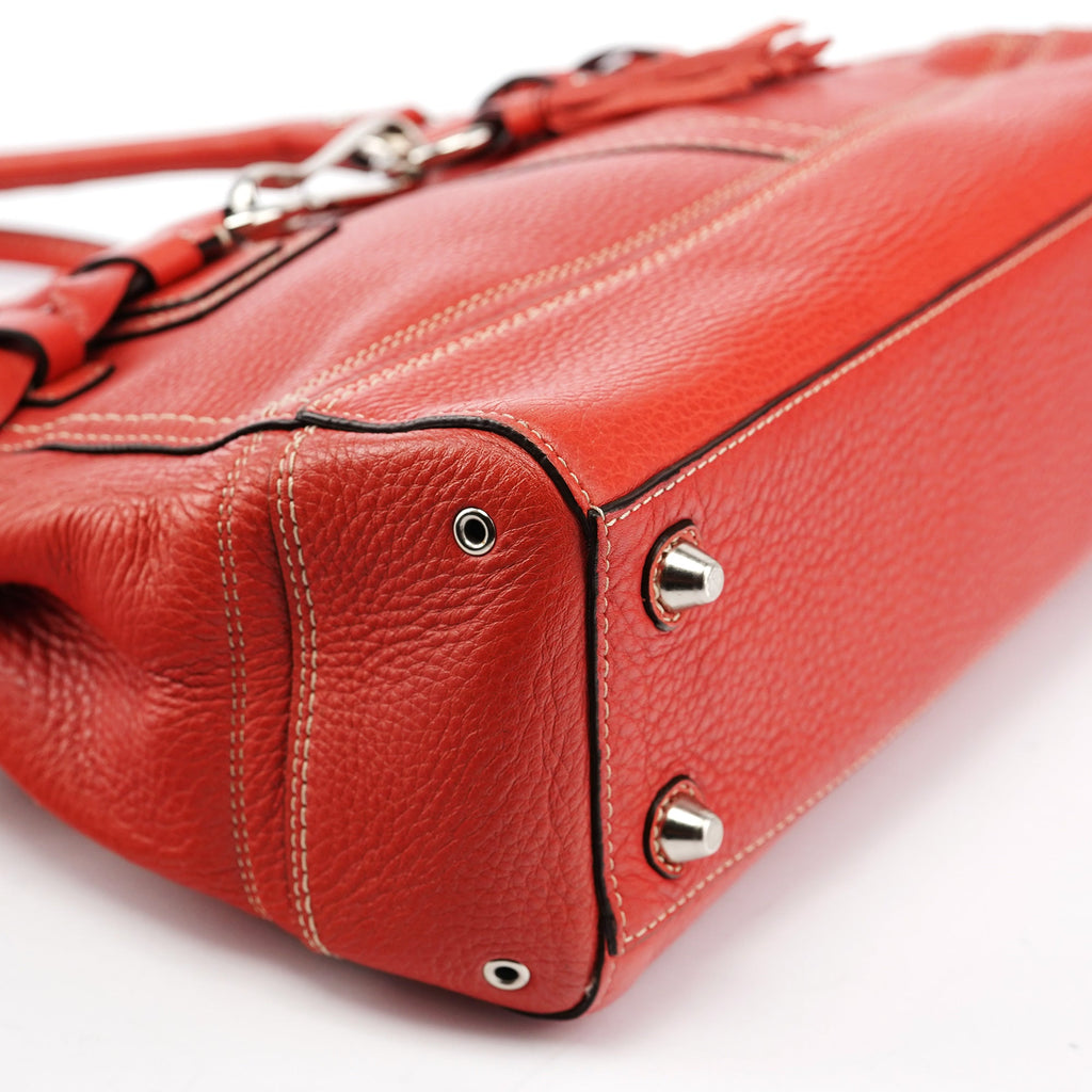 Red Leather Soho Tote Bag