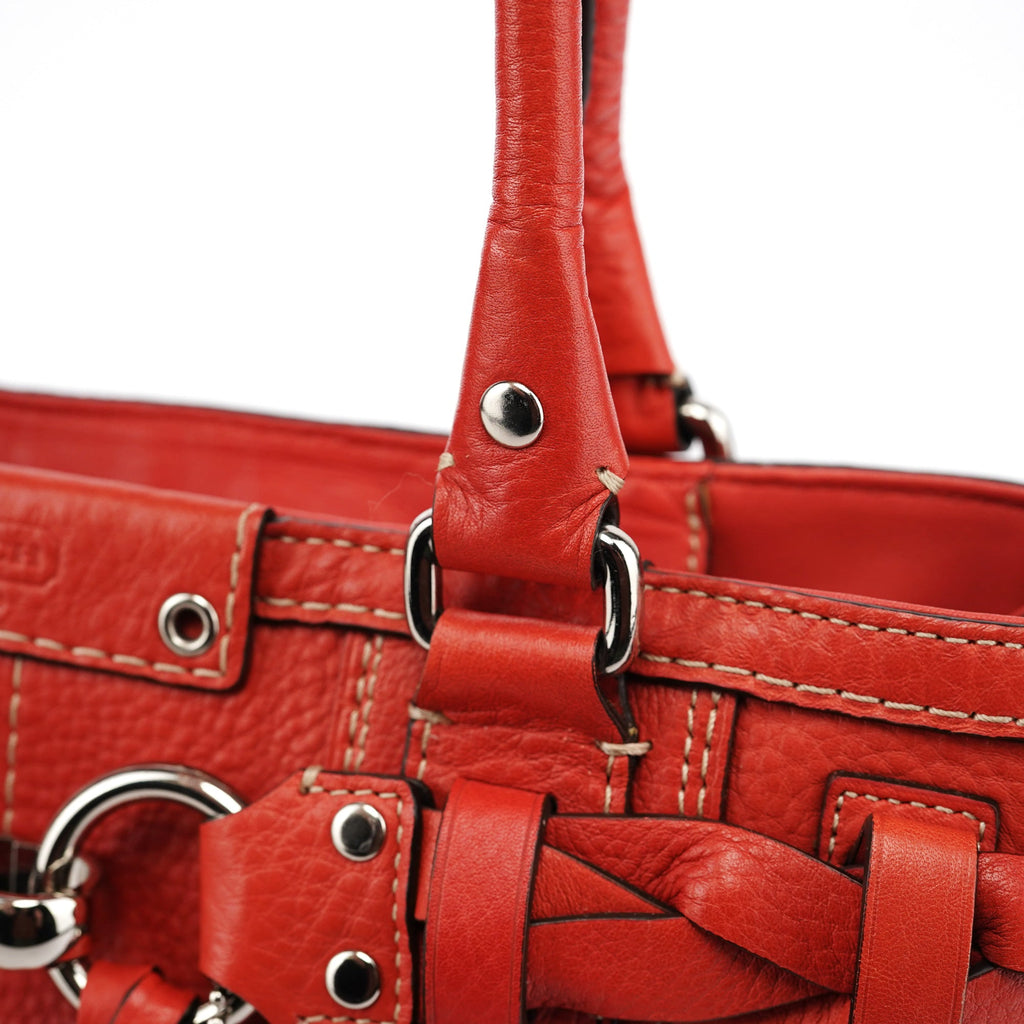 Red Leather Soho Tote Bag
