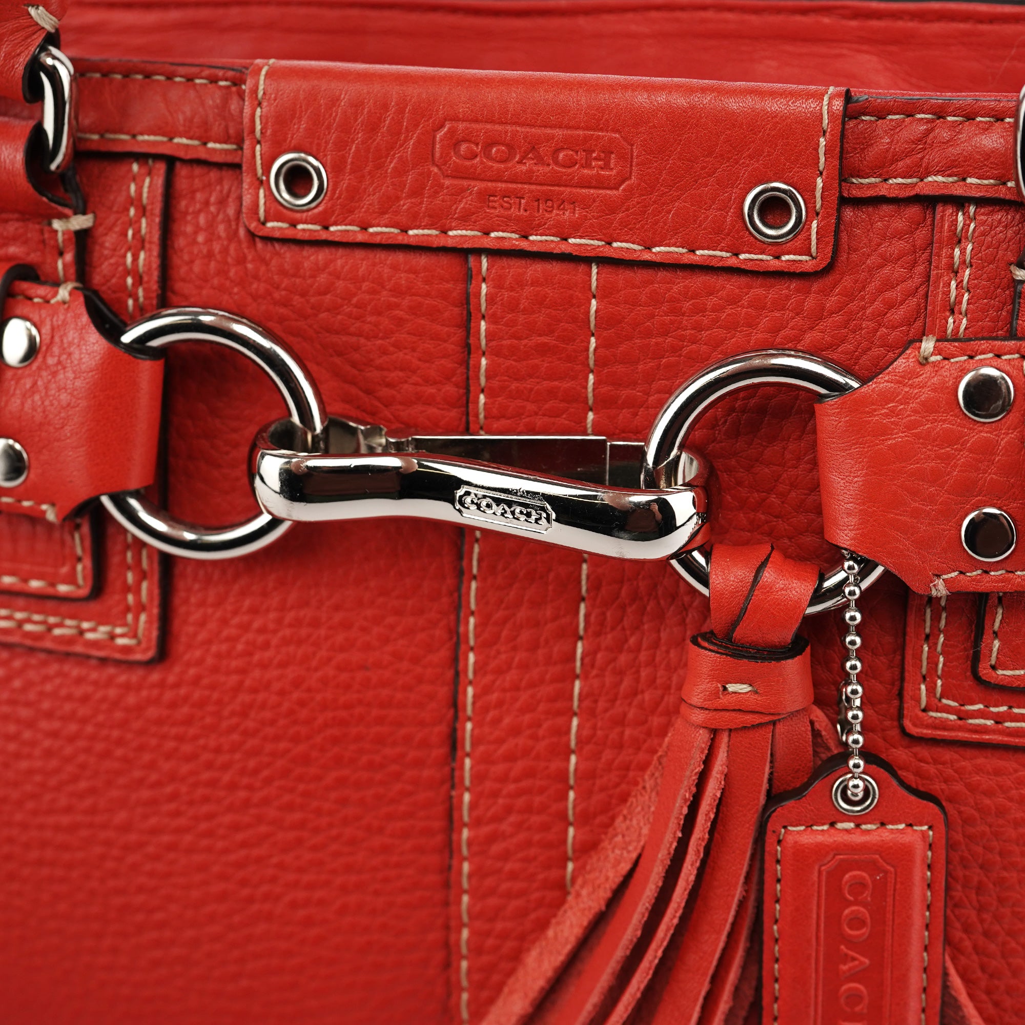 Red Leather Soho Tote Bag