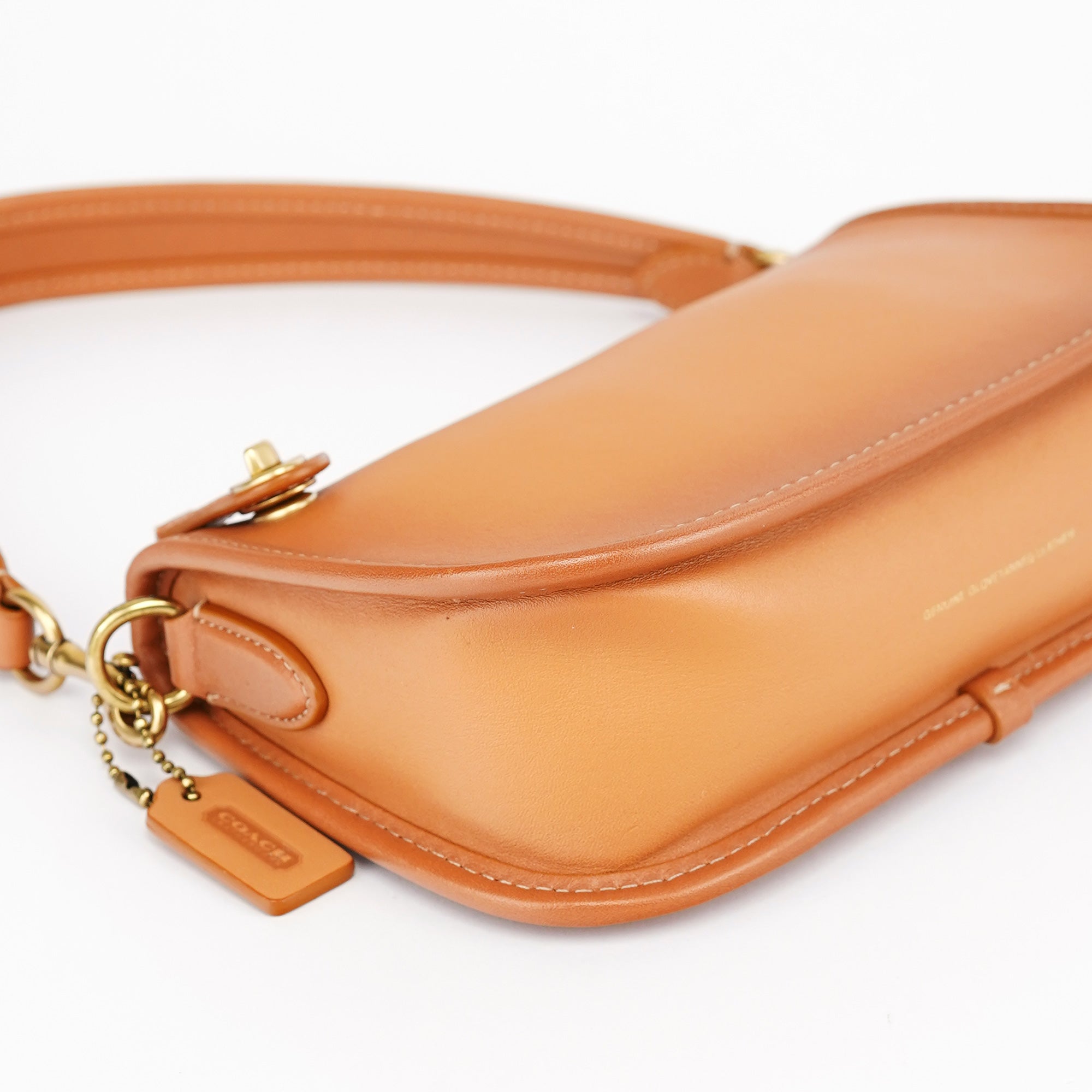 Tan Leather Turnlock Shoulder Bag