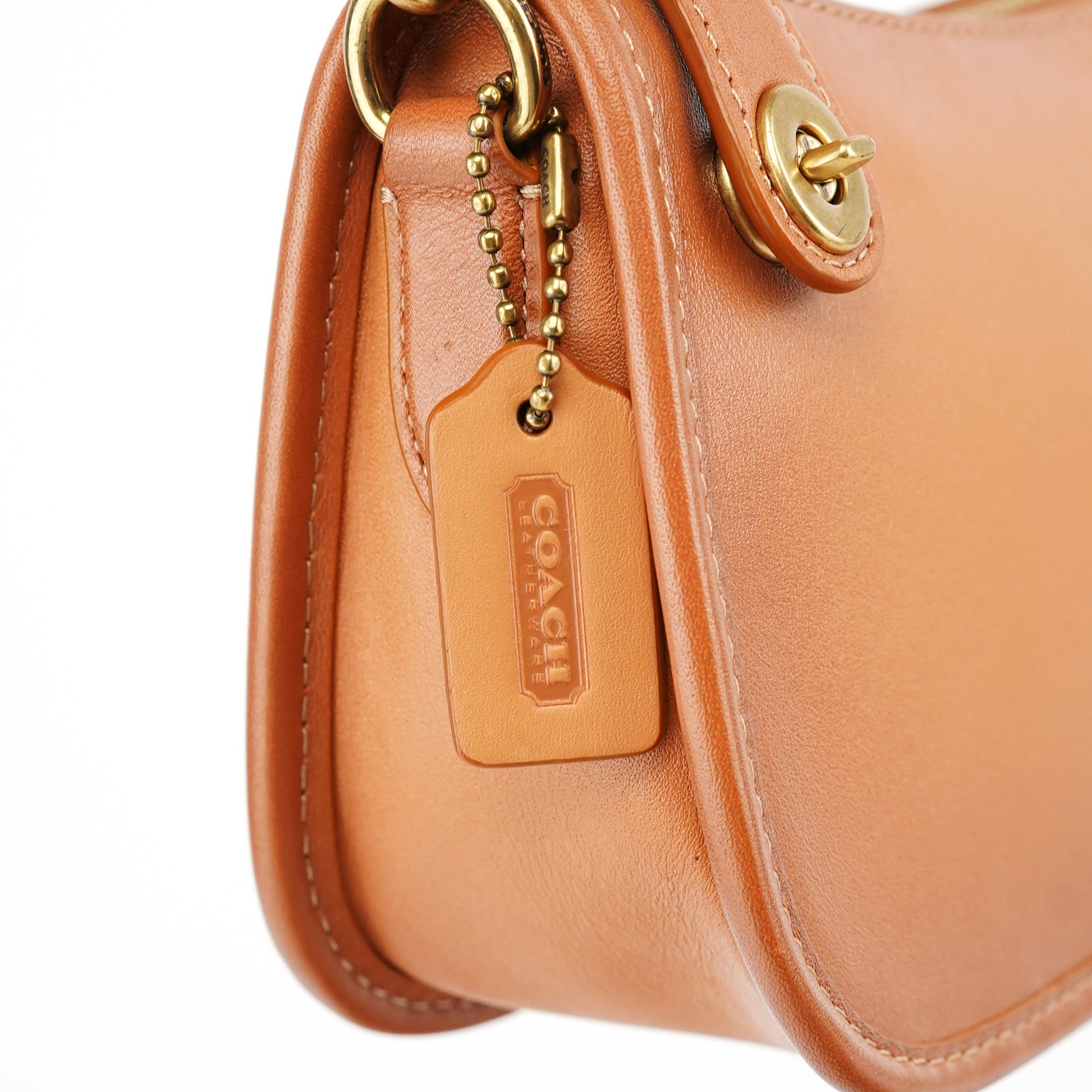 Tan Leather Turnlock Shoulder Bag