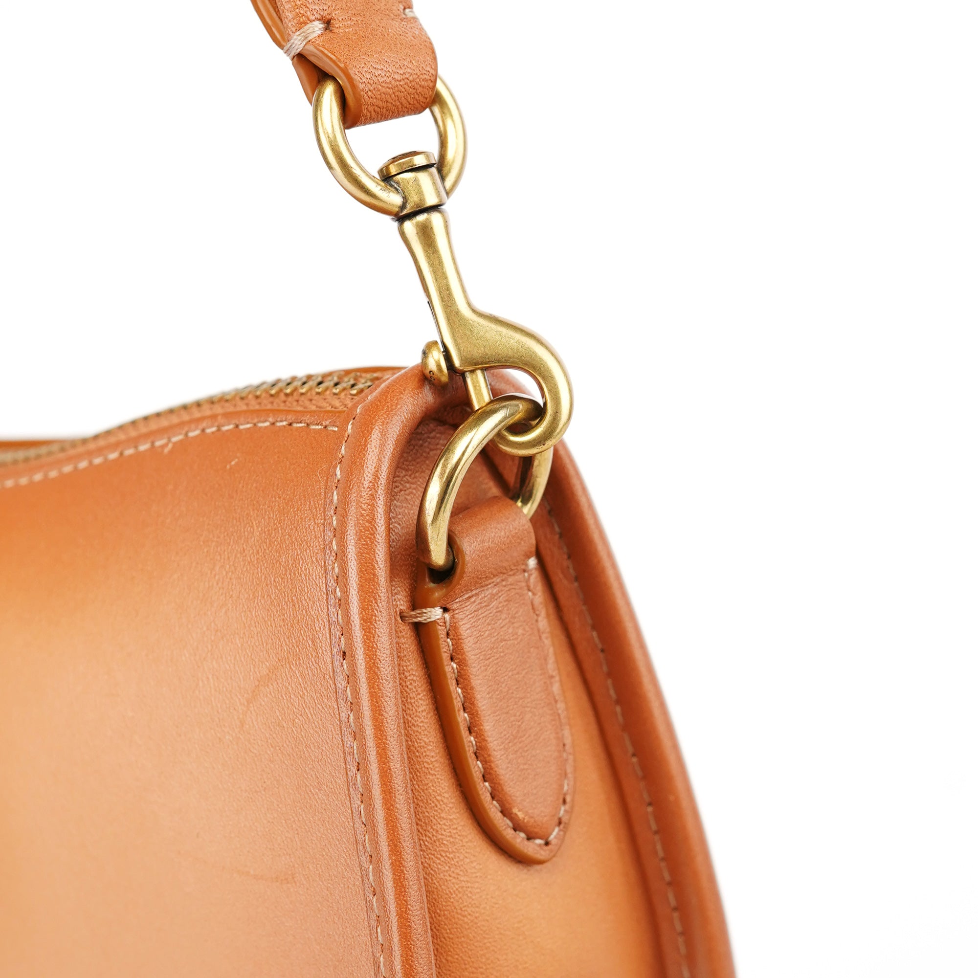 Tan Leather Turnlock Shoulder Bag
