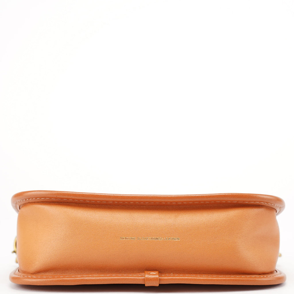 Tan Leather Turnlock Shoulder Bag