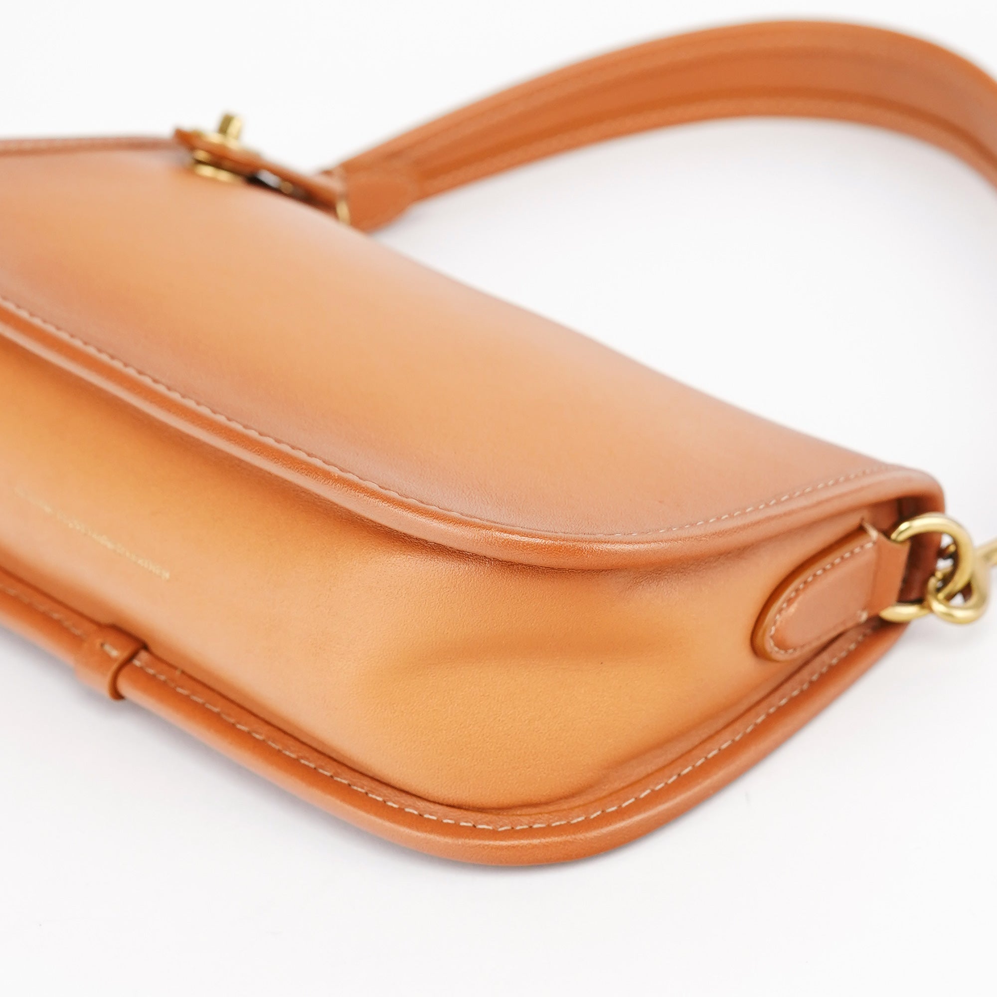 Tan Leather Turnlock Shoulder Bag