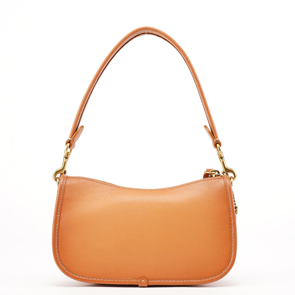 Tan Leather Turnlock Shoulder Bag