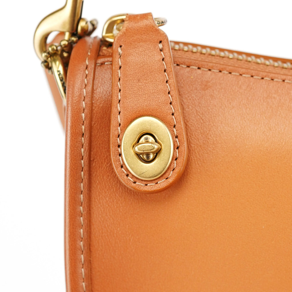 Tan Leather Turnlock Shoulder Bag