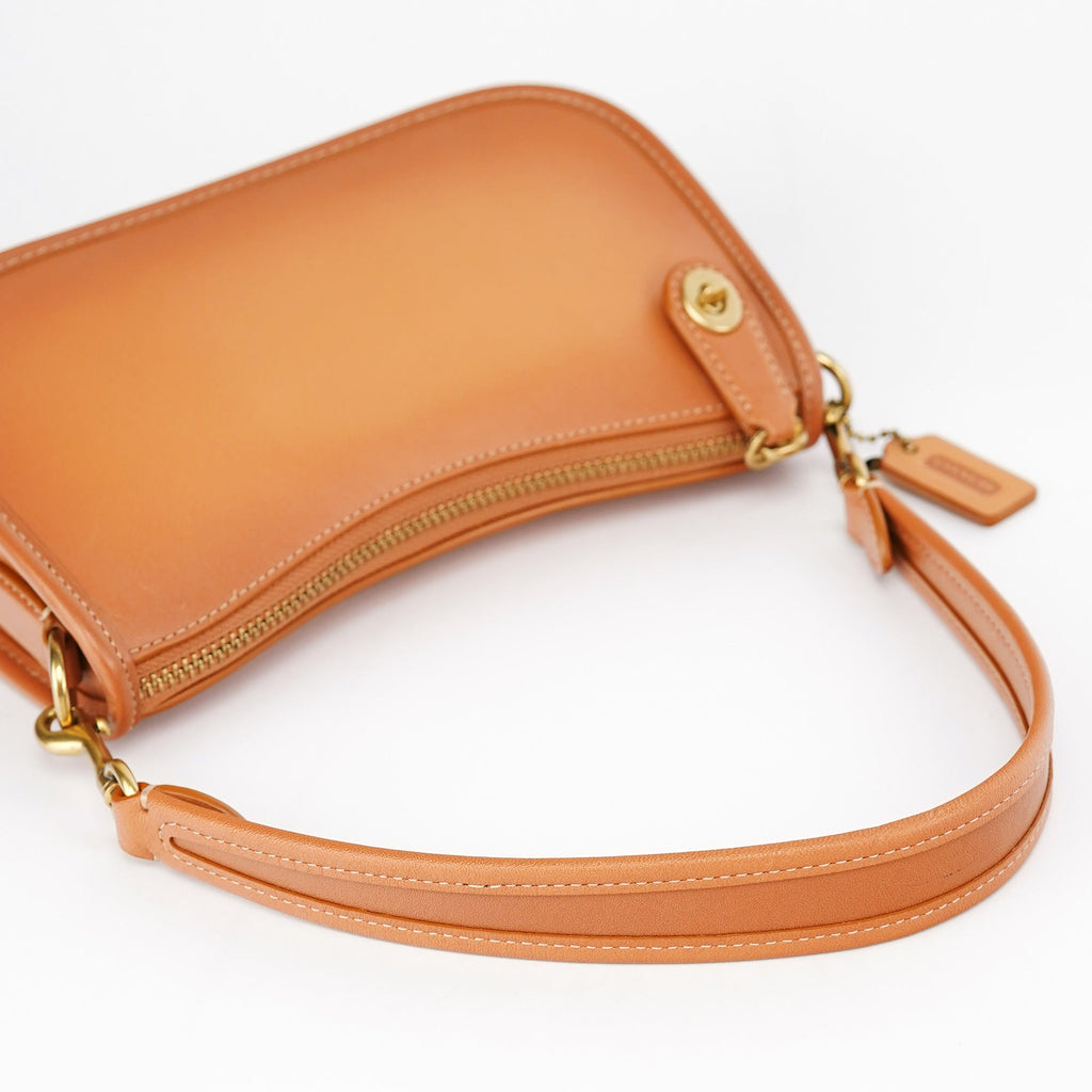 Tan Leather Turnlock Shoulder Bag