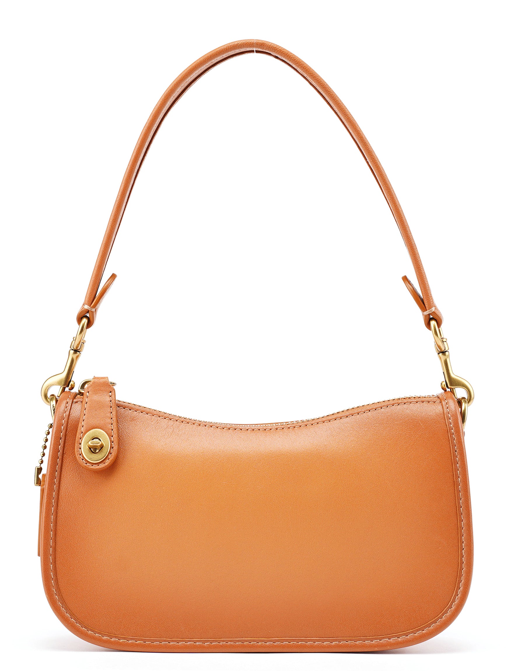 Tan Leather Turnlock Shoulder Bag