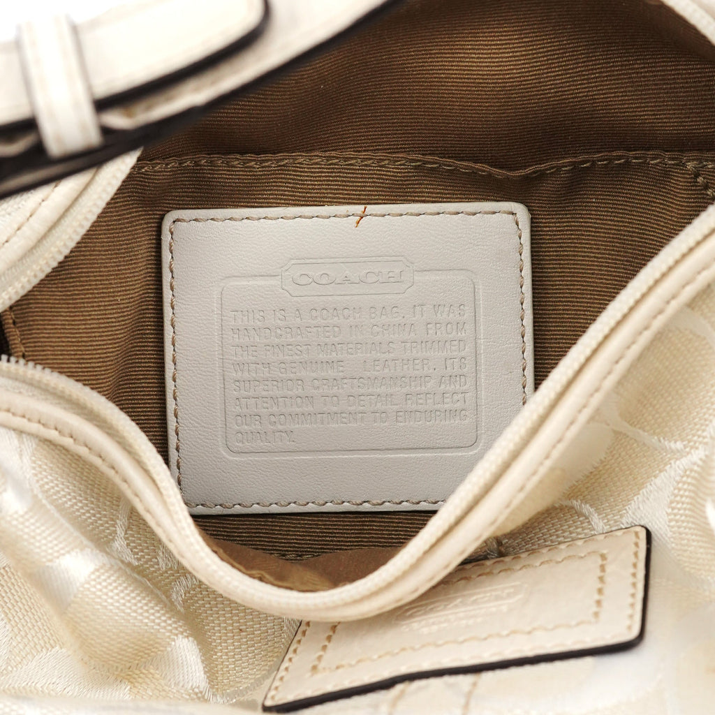 White Signature Canvas Mini Hobo Bag