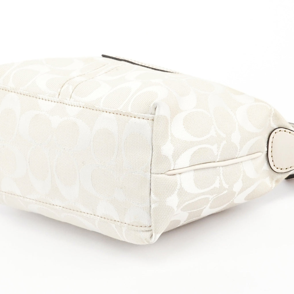 White Signature Canvas Mini Hobo Bag