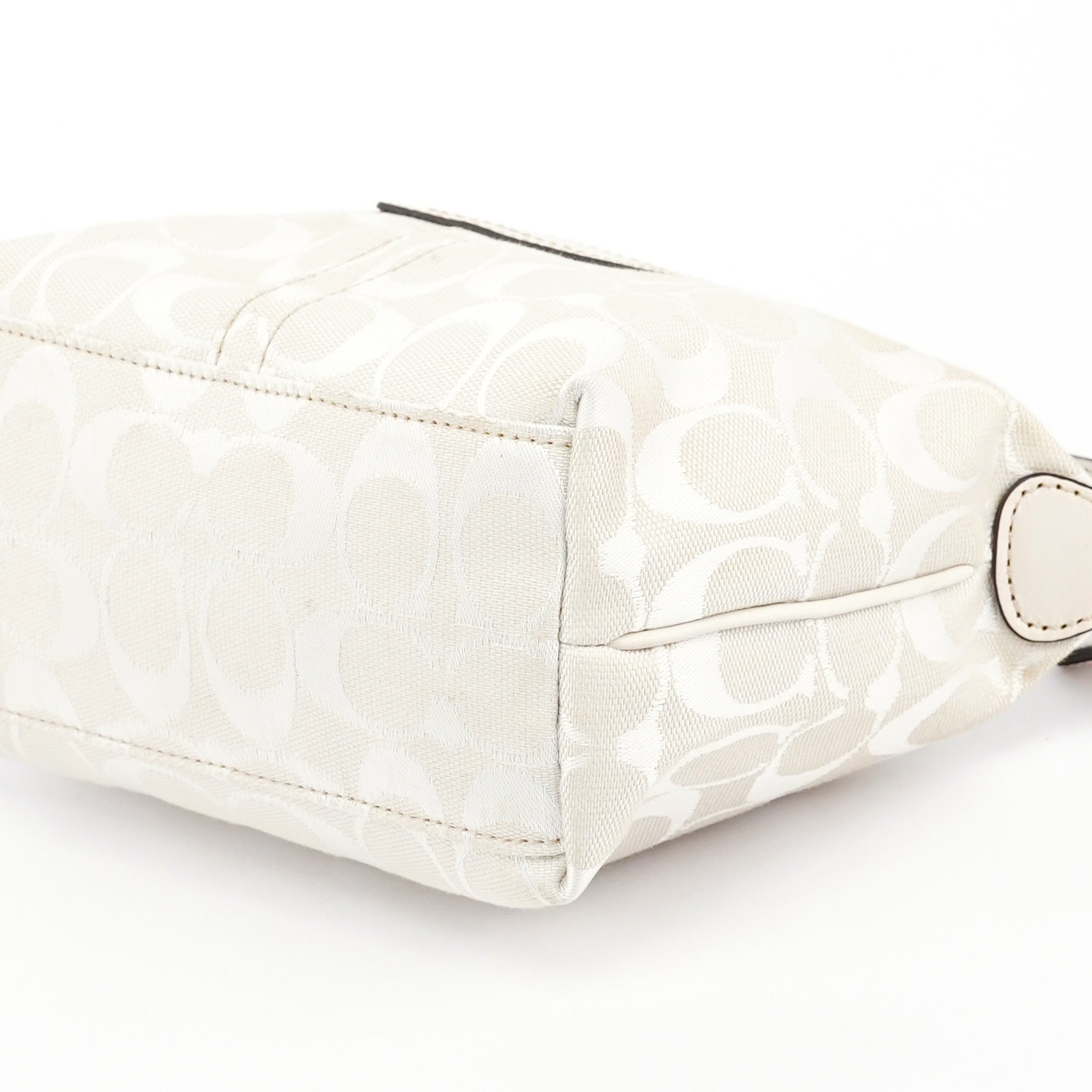 White Signature Canvas Mini Hobo Bag