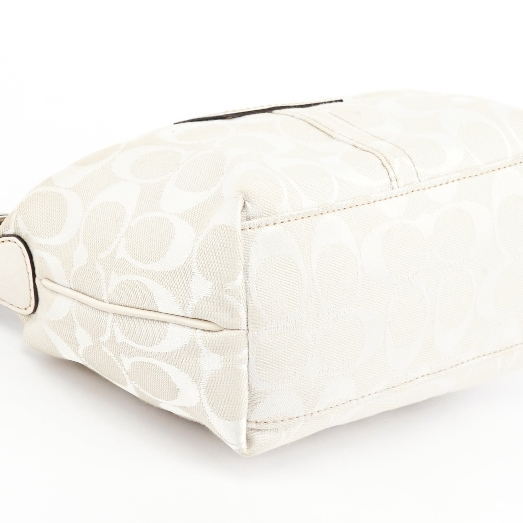 White Signature Canvas Mini Hobo Bag