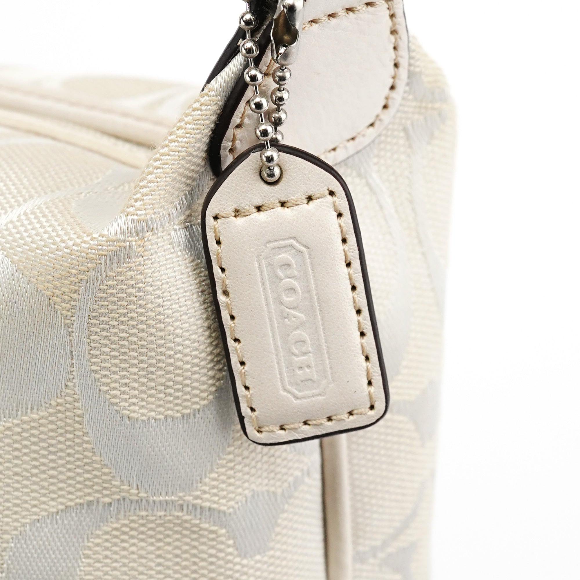 White Signature Canvas Mini Hobo Bag