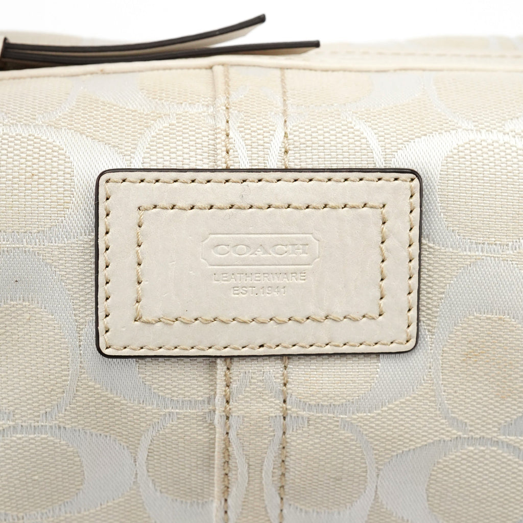 White Signature Canvas Mini Hobo Bag