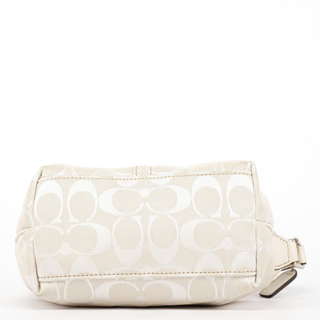 White Signature Canvas Mini Hobo Bag