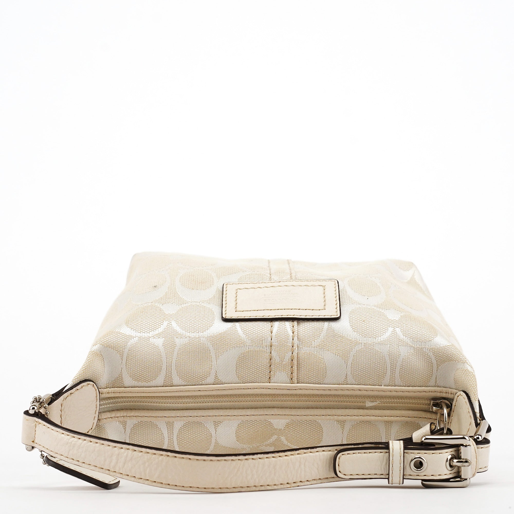 White Signature Canvas Mini Hobo Bag