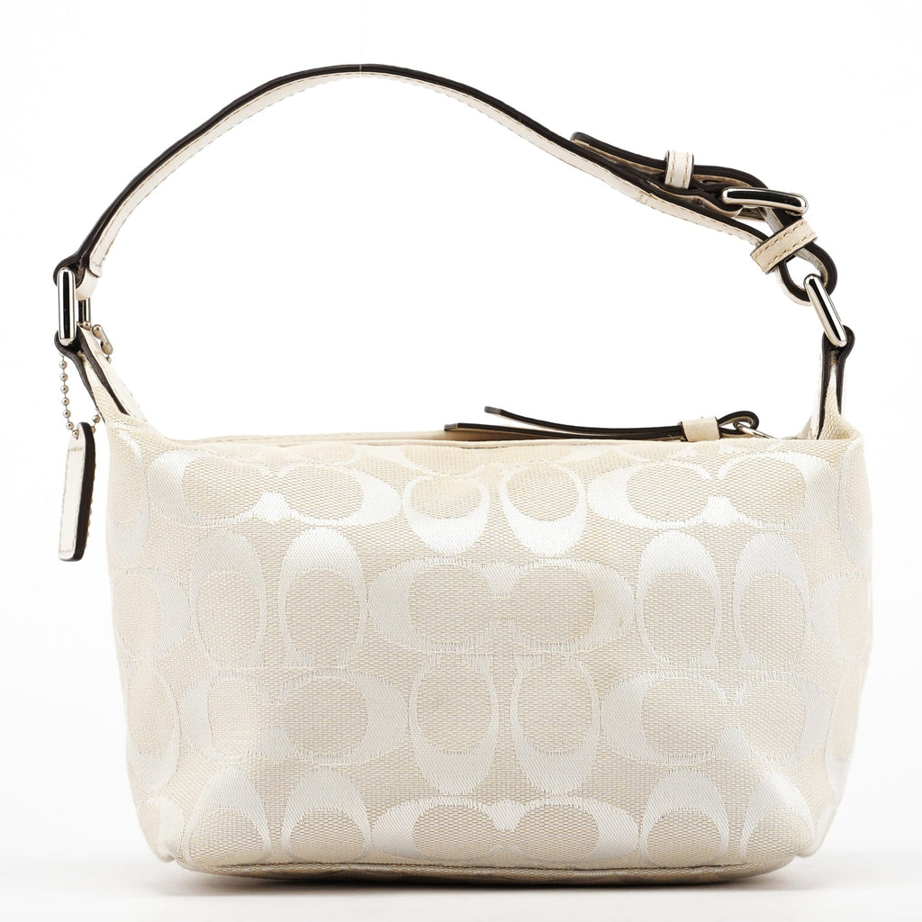 White Signature Canvas Mini Hobo Bag