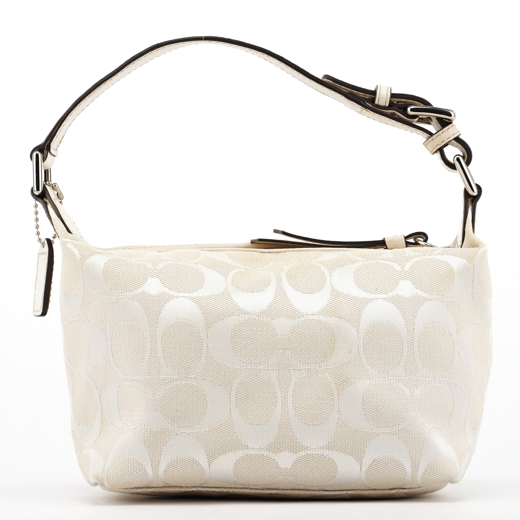 White Signature Canvas Mini Hobo Bag