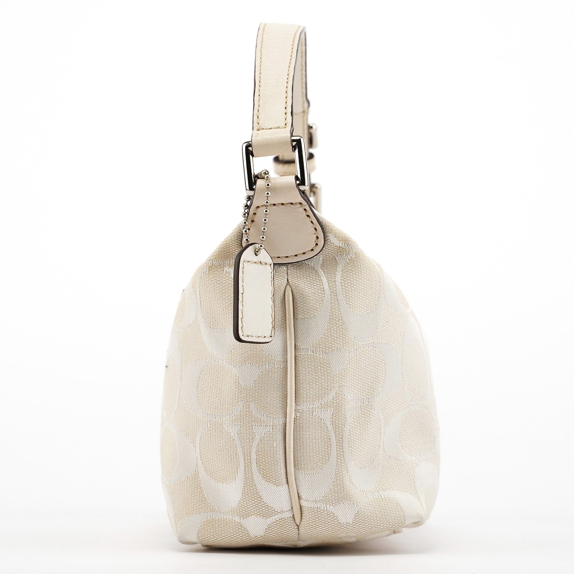 White Signature Canvas Mini Hobo Bag