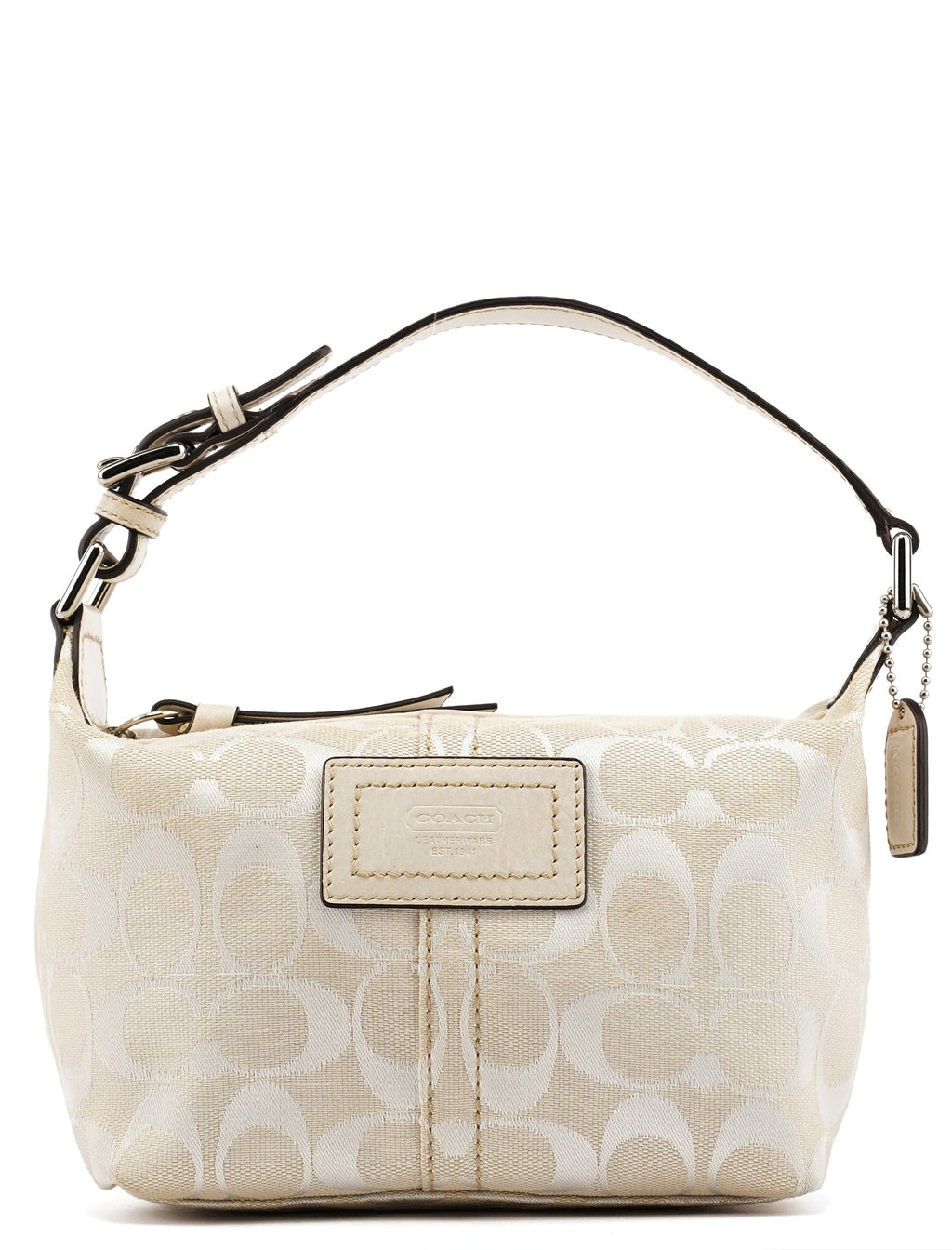 White Signature Canvas Mini Hobo Bag