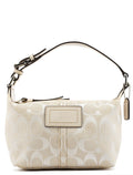White Signature Canvas Mini Hobo Bag