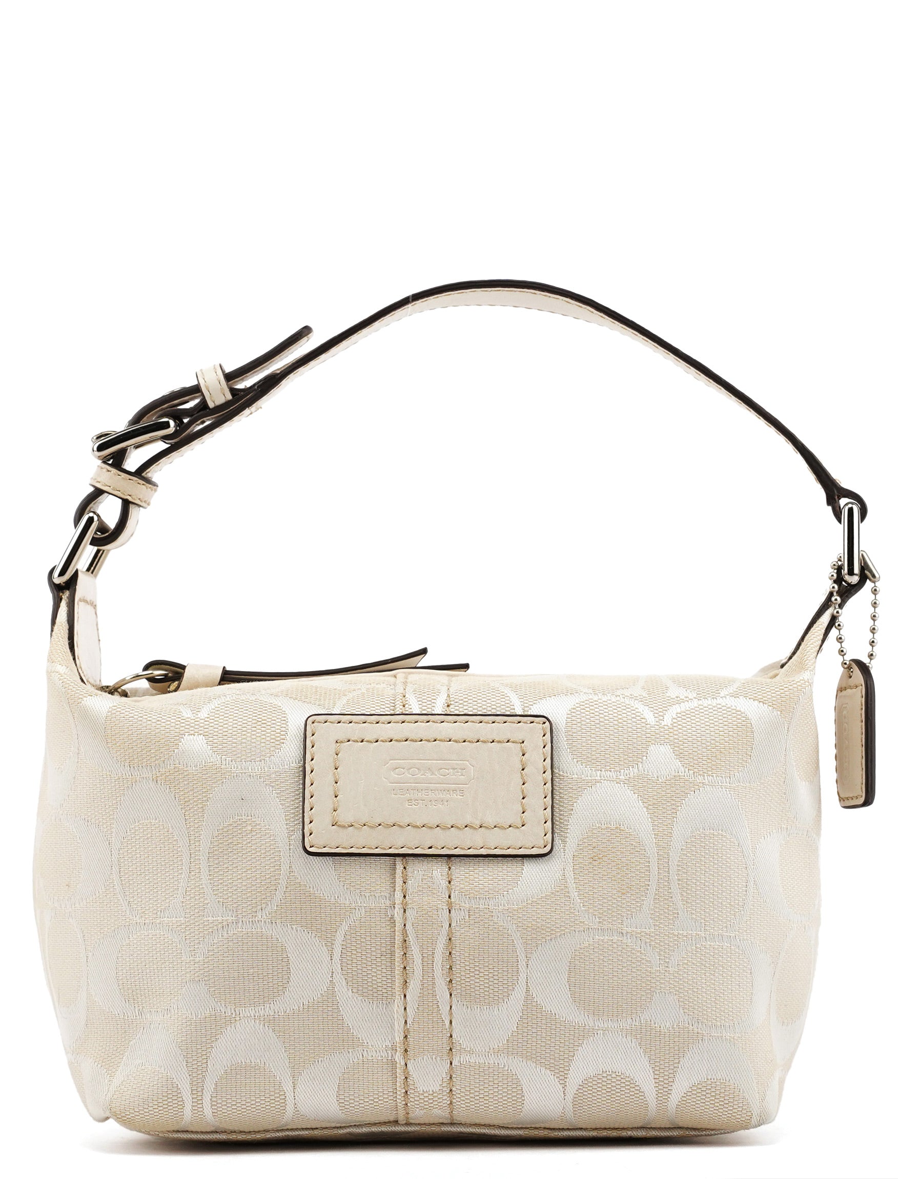 White Signature Canvas Mini Hobo Bag