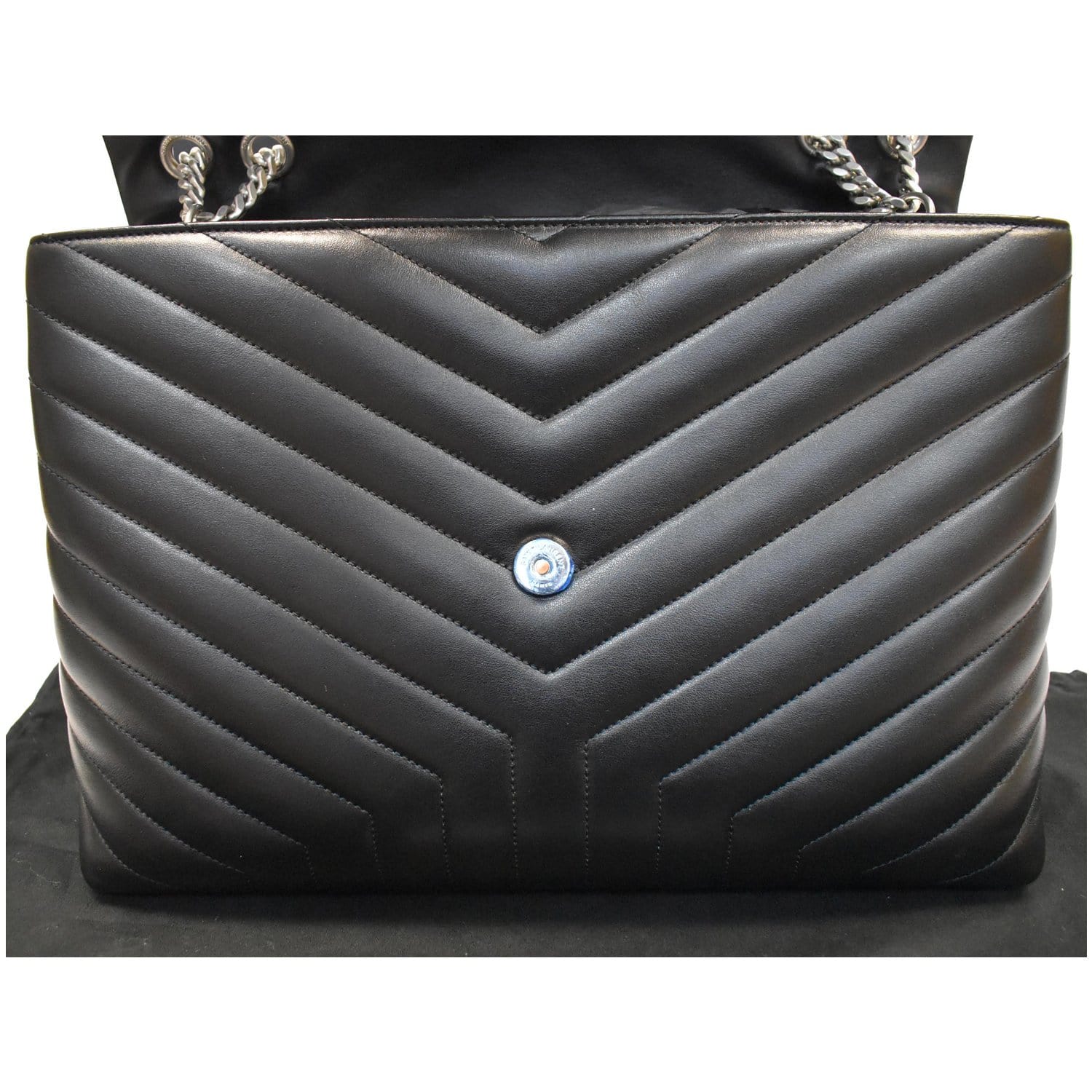 YVES SAINT LAURENT Large Loulou Calfskin Matelasse Chain Shoulder Bag Black
