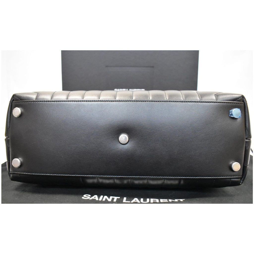 YVES SAINT LAURENT Large Loulou Calfskin Matelasse Chain Shoulder Bag Black