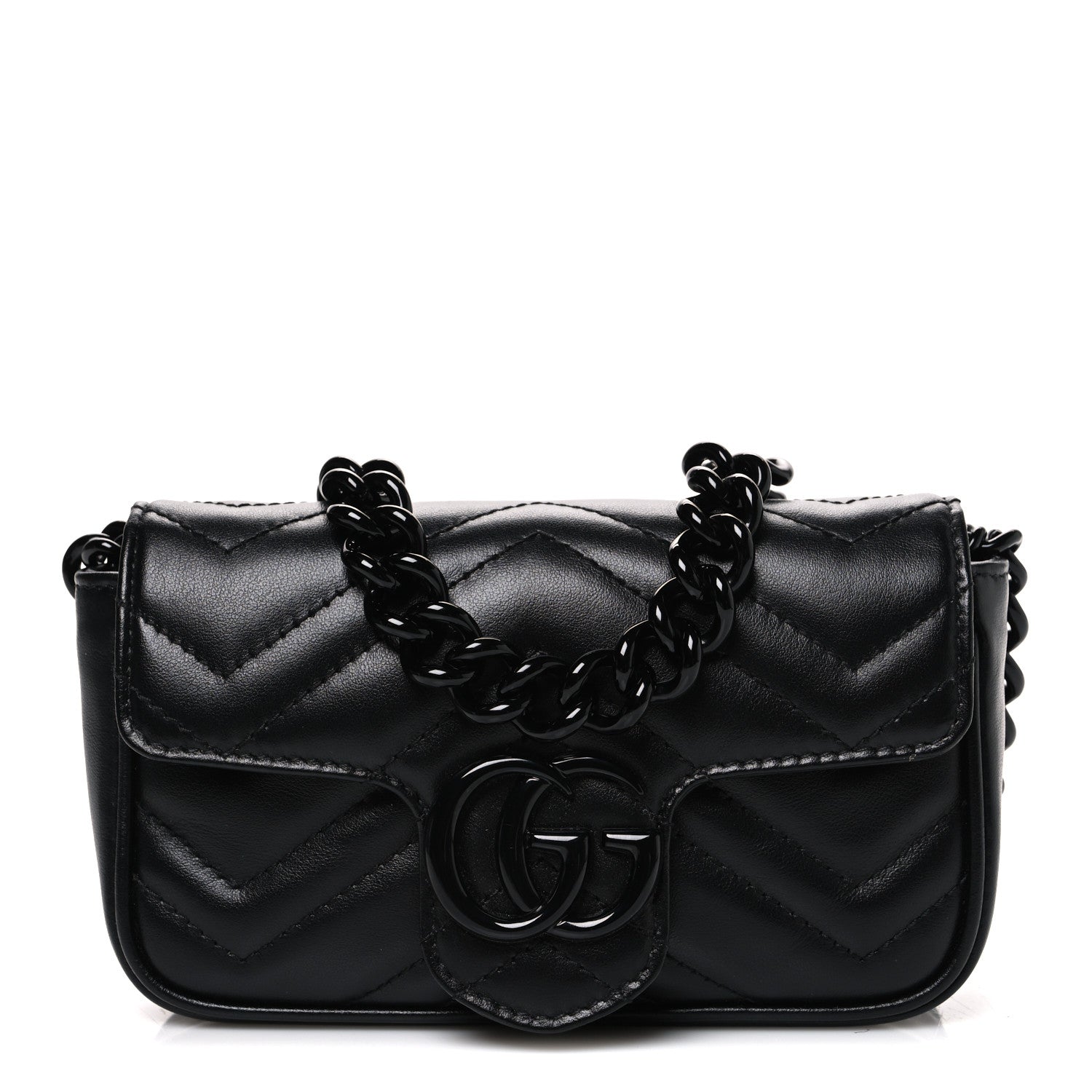 Calfskin Matelasse Monochrome GG Marmont Chain Belt Bag Black