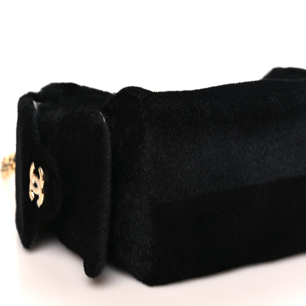 Pony Hair Mini Chanel 25 Handbag Black