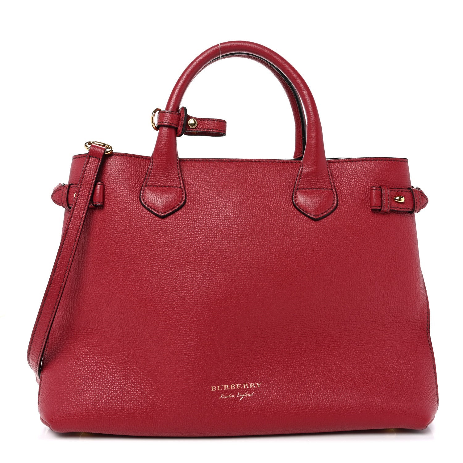 Grainy Calfskin House Check Medium Banner Tote Red
