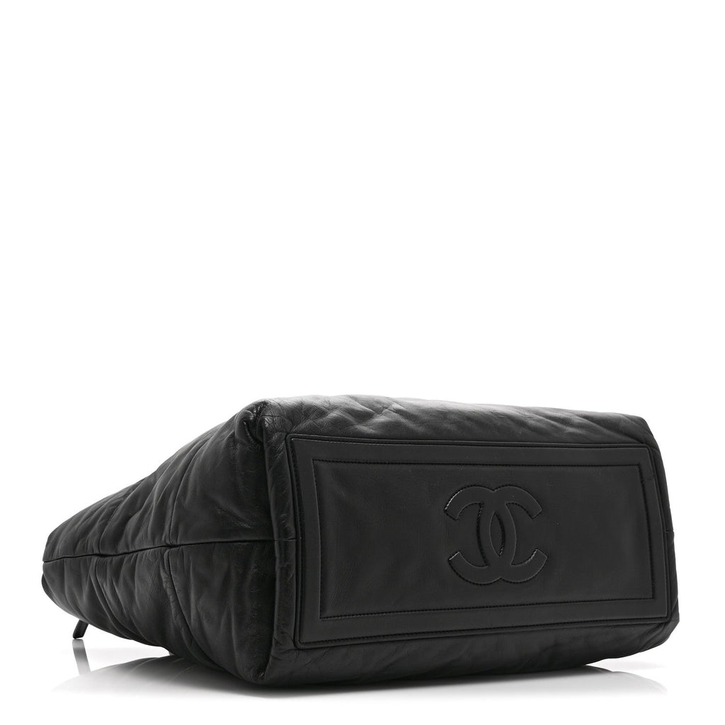 Lambskin Quilted Medium Coco Cocoon Reversible Tote Black