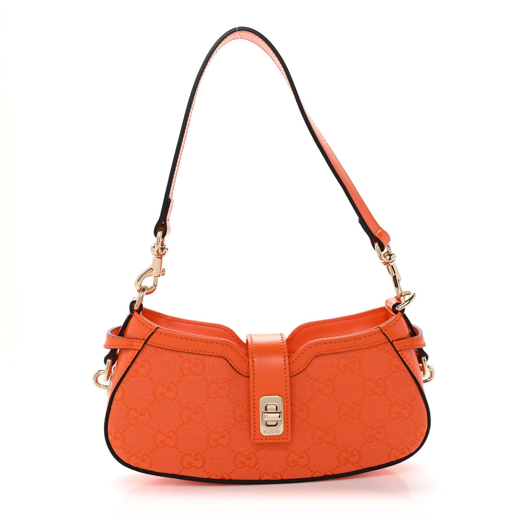 Calfskin Monogram Mini Moon Side Shoulder Bag Orange