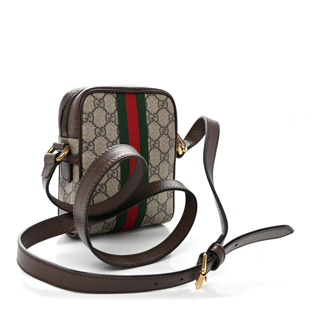 GG Supreme Monogram Web Mini Ophidia Messenger Brown