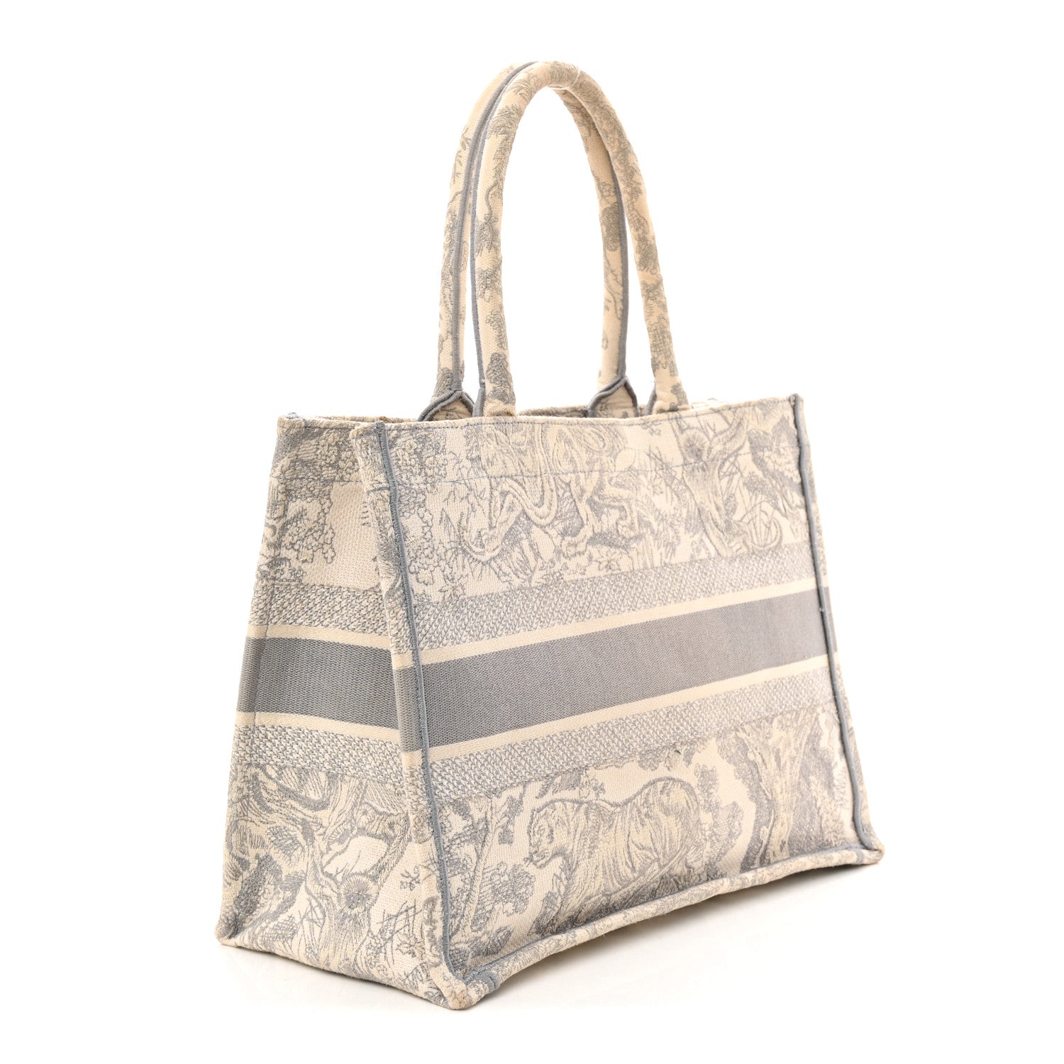 Canvas Embroidered Medium Dioriviera Toile De Jouy Book Tote Gray