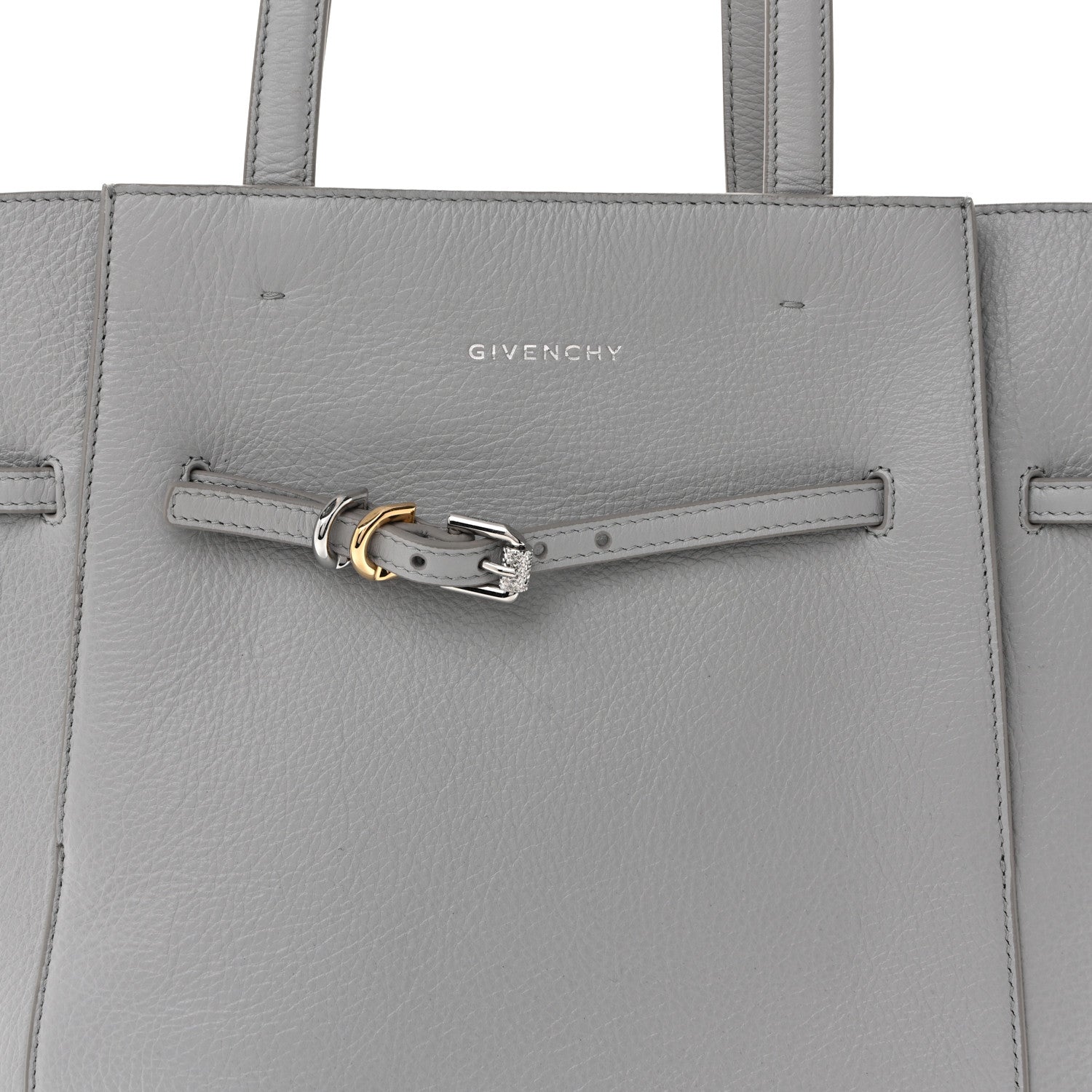 Calfskin Voyou Small North South Tote  Light Grey