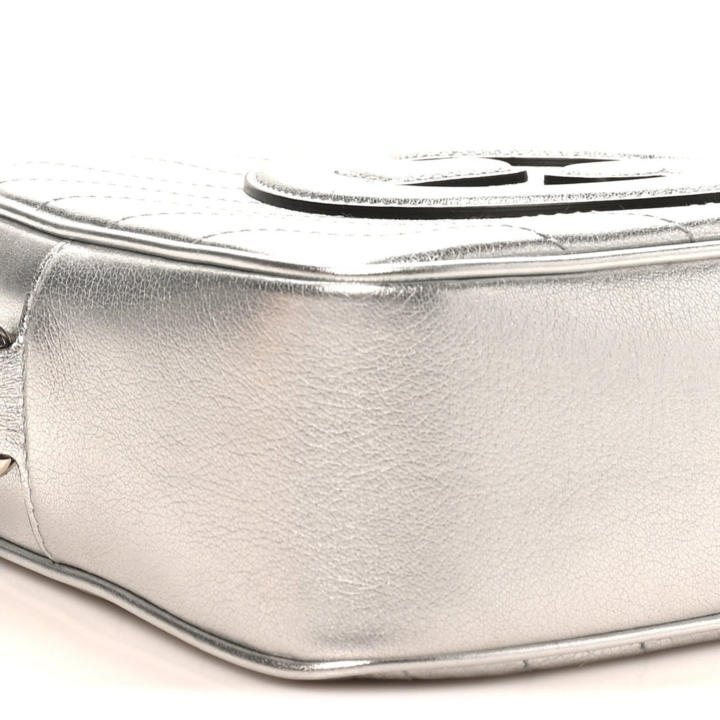 Metallic Sakai Be Green Calfskin Diagonal Stitched Small Blondie Shoulder Bag Silver